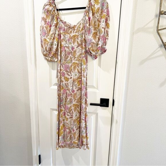 Topshop cutout floral print midi dress Sz US 2. NWT NEW pink white - Picture 4 of 9